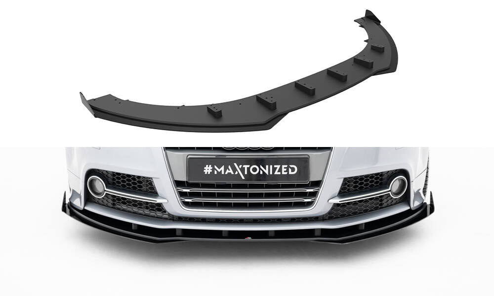 Maxton Design Street Pro Street+ Spoilerlippe Front Ansatz + Flaps passend für Audi TT S / TT S-Line 8J Facelift schwarz Hochglanz