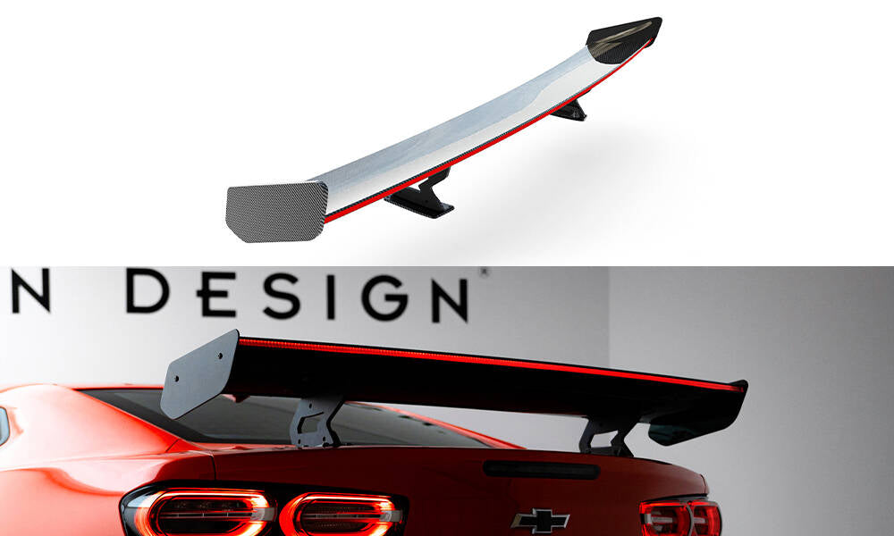 Maxton Design Carbon Spoiler With Internal Brackets Uprights + LED Chevrolet Camaro SS Mk6 Facelift für Chevrolet Camaro Mk6 Facelift