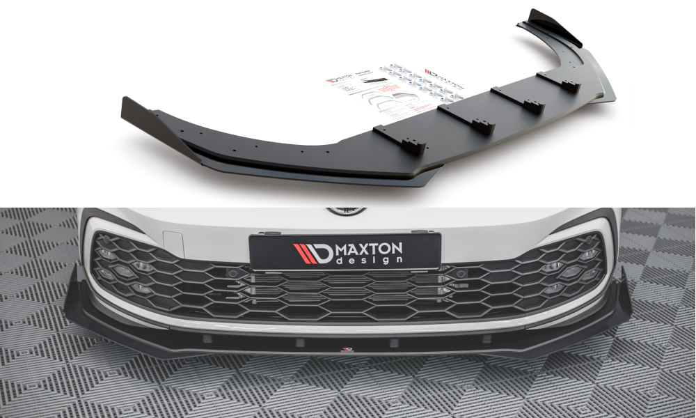 Maxton Design Street Pro Street+ Spoilerlippe Front Ansatz passend für + Flaps passend für VW Golf GTI / GTE / GTD / R-Line Mk8 schwarz Hochglanz