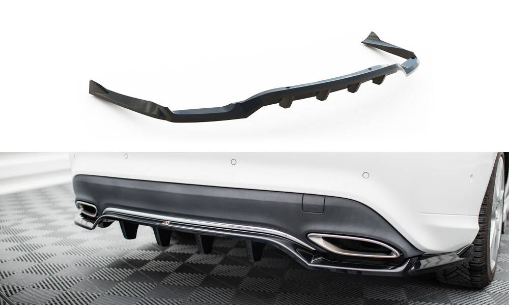 Maxton Design Street+ Mittlerer Diffusor RACE passend für Mercedes-Benz CLA C117 Facelift schwarz Hochglanz