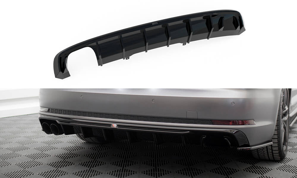 Maxton Design Diffusor Heck Ansatz V.1 passend für Audi A4 S-line B9 (Doppelauspuff li.endrohr)