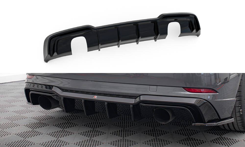 Maxton Design Diffusor Heck Ansatz passend für Audi A3 S-Line Sportback 8V Facelift (Einzelauspuff li. re.)