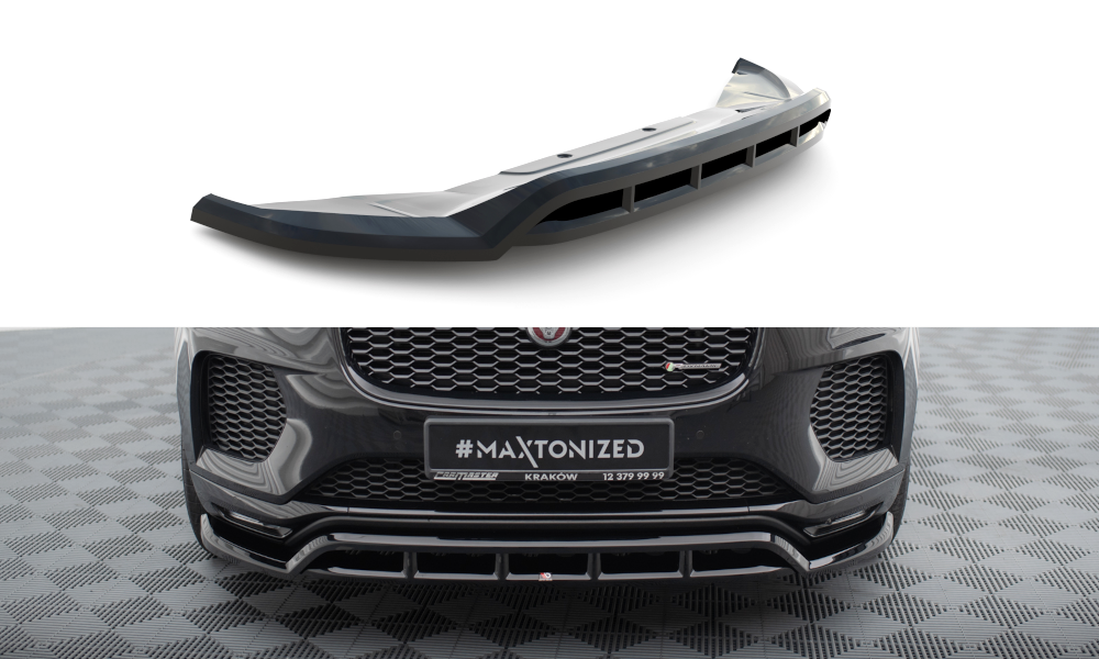 Maxton Design Street+ Spoilerlippe Front Ansatz passend für Jaguar E-Pace R-Dynamic X540 schwarz Hochglanz