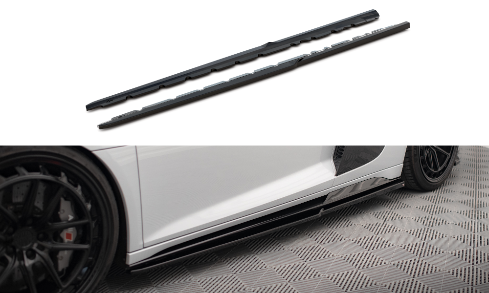Maxton Design Street+ Seitenschweller Leisten V.2 passend für Audi R8 Mk2 Facelift schwarz Hochglanz