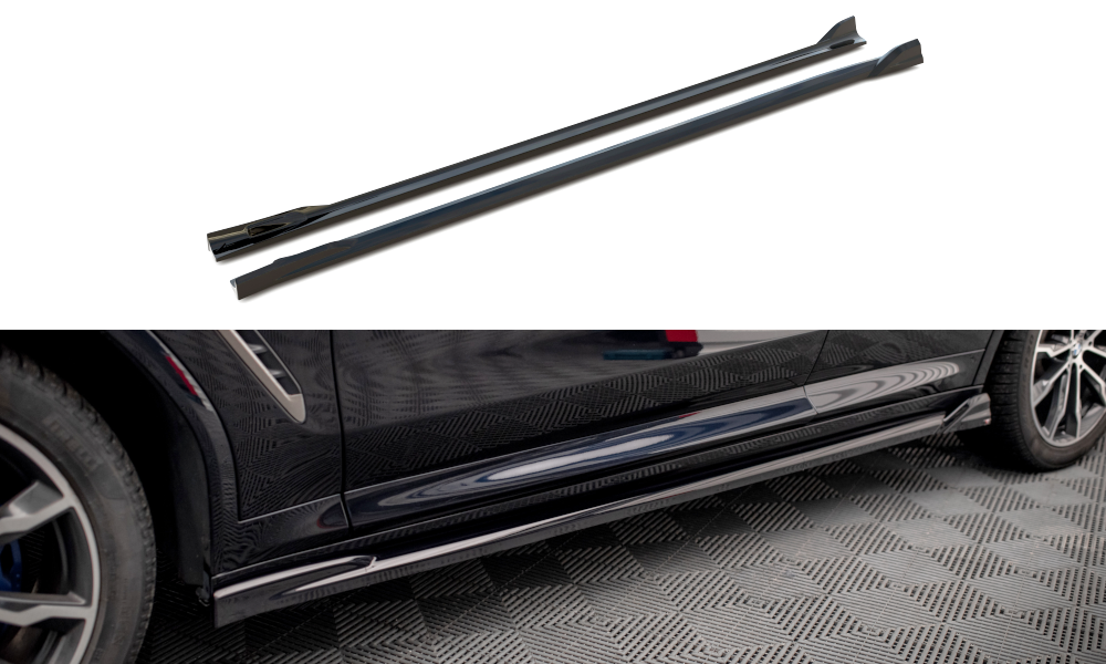 Maxton Design Street+ Seitenschweller Leisten V.2 passend für BMW X4 M-Paket G02 schwarz Hochglanz