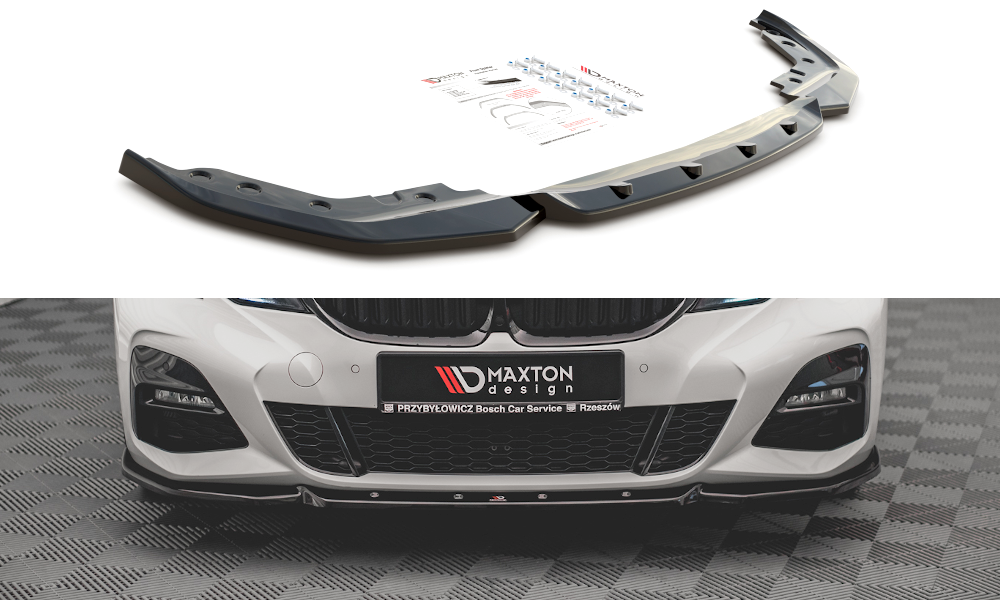Maxton Design Street+ Spoilerlippe Front Ansatz V.5 passend für BMW 3er G20 / G21 M-Paket schwarz Hochglanz
