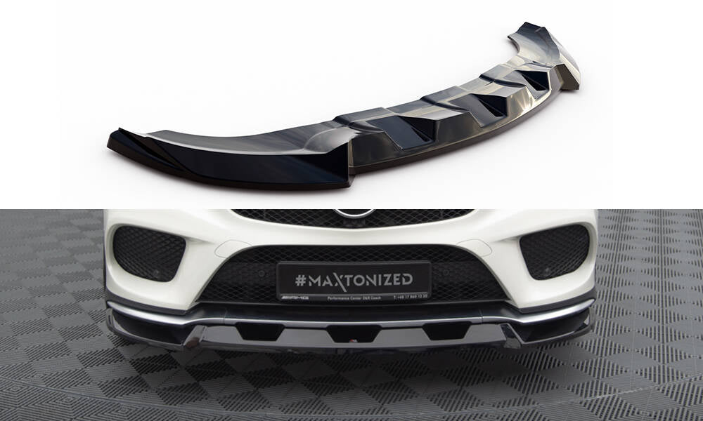 Maxton Design Street+ Spoilerlippe Front Ansatz V.1 passend für Mercedes-Benz GLE Coupe 43 AMG / AMG-Line C292 schwarz Hochglanz