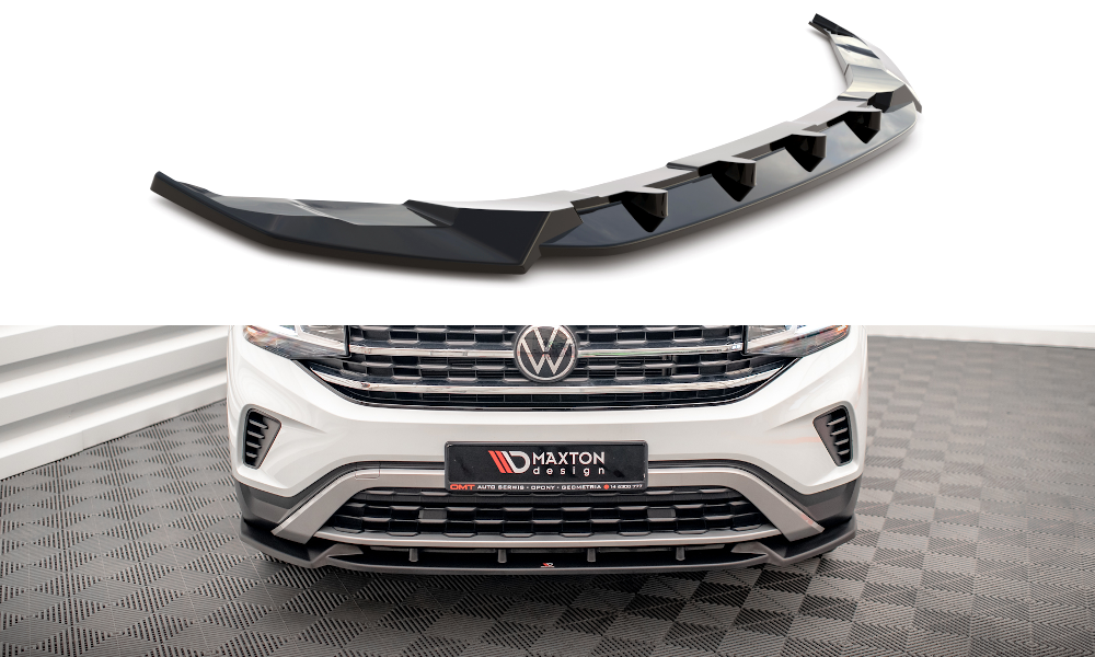 Maxton Design Street+ Spoilerlippe Front Ansatz V.1 passend für VW Atlas Cross Sport schwarz Hochglanz