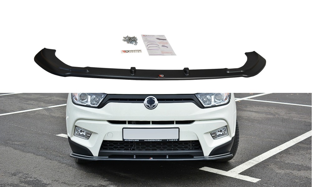 Maxton Design Street+ Spoilerlippe Front Ansatz V.1 passend für SSANGYONG TIVOLI schwarz Hochglanz