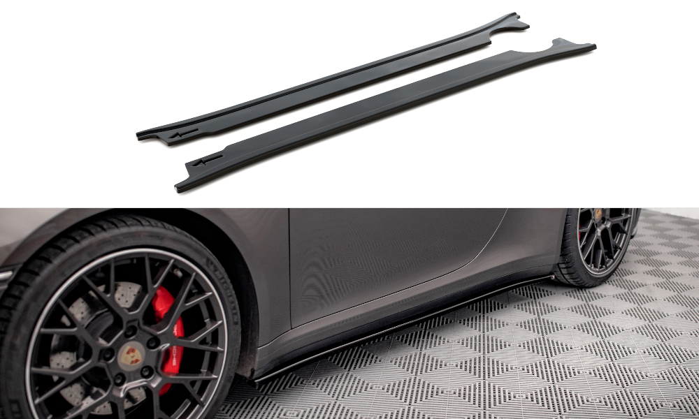 Maxton Design Street+ Seitenschweller Leisten passend für Porsche 911 Carrera 4S 992 schwarz Hochglanz