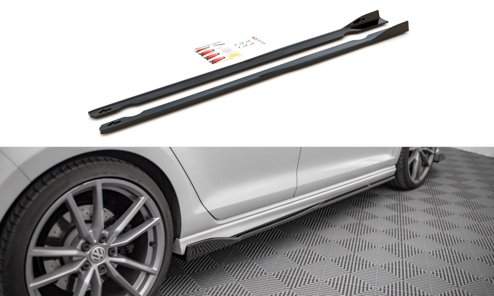 Maxton Design Street+ Seitenschweller Leisten V.2 passend für VW Golf R / R-Line Mk7 schwarz Hochglanz