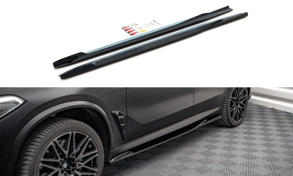 Maxton Design Street+ Seitenschweller Leisten passend für BMW X5M F95 / F95 Facelift schwarz Hochglanz