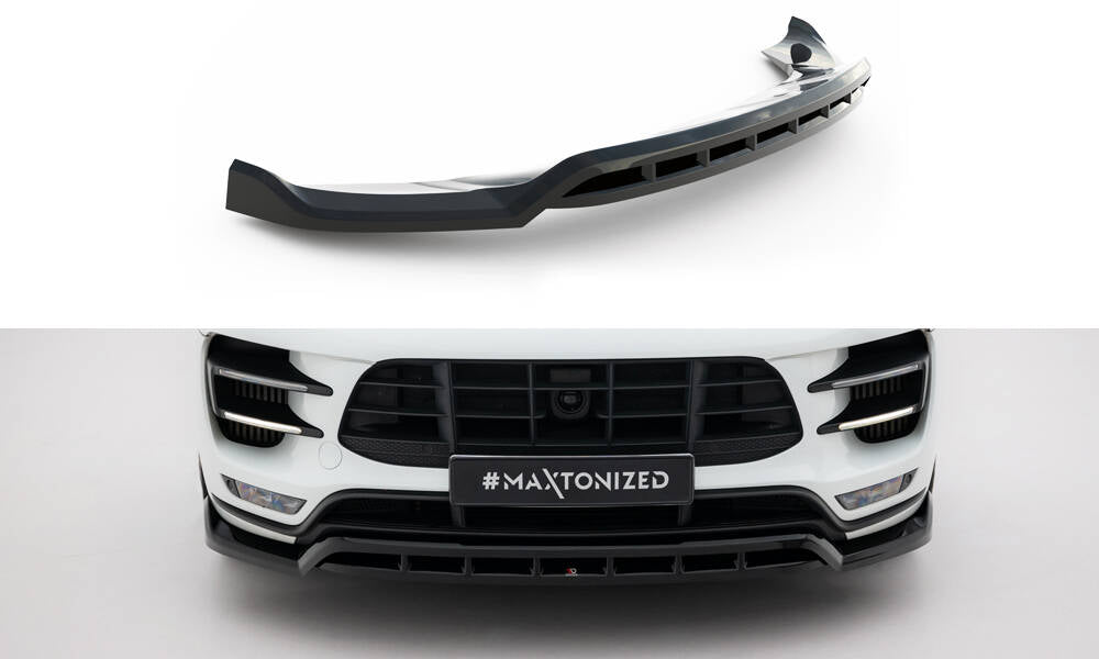 Maxton Design Street+ Spoilerlippe Front Ansatz passend für Porsche Macan Turbo Mk1 schwarz Hochglanz