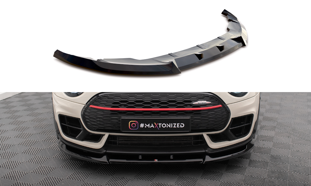 Maxton Design Street+ Spoilerlippe Front Ansatz V.1 passend für Mini Cooper Clubman John Cooper Works F54 Facelift schwarz Hochglanz