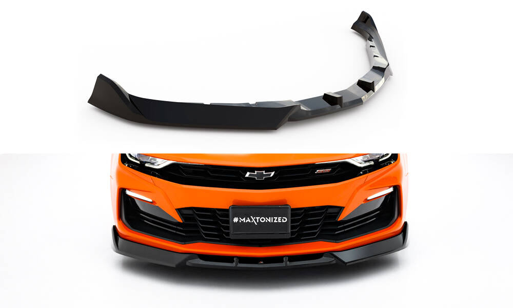 Maxton Design Street+ Spoilerlippe Front Ansatz V.2 passend für Chevrolet Camaro SS Mk6 Facelift schwarz Hochglanz