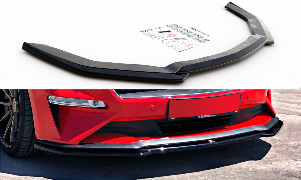 Maxton Design Street+ Spoilerlippe Front Ansatz V.1 passend für Ford Mustang Mk. 6 Facelift schwarz Hochglanz