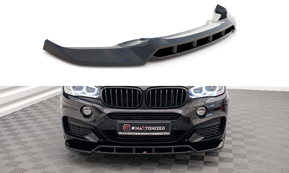Maxton Design Street+ Spoilerlippe Front Ansatz V.2 passend für BMW X6 M-Paket F16 schwarz Hochglanz