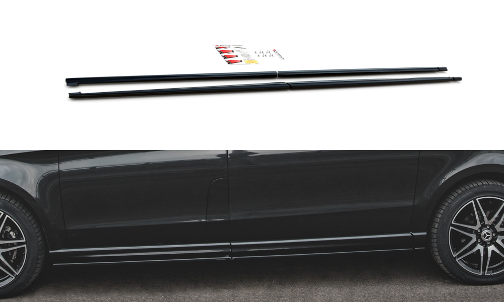 Maxton Design Street+ Seitenschweller Leisten passend für Mercedes-Benz V-Klasse Long AMG-Line W447 schwarz Hochglanz