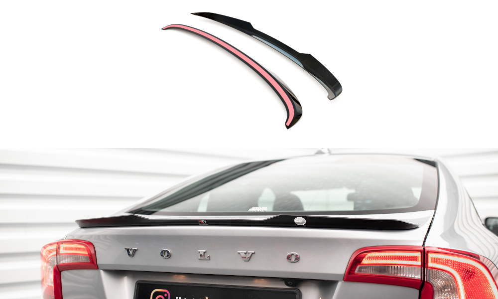 Maxton Design Spoiler CAP passend für Volvo S60 Standard / R-Design Mk2 schwarz Hochglanz