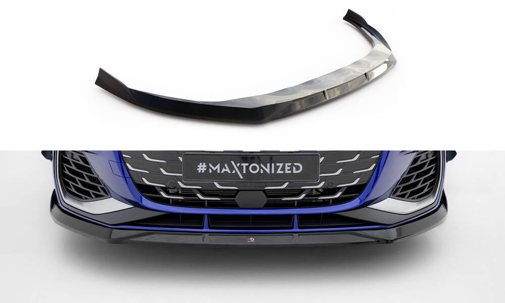 Maxton Design Street+ Spoilerlippe Front Ansatz V.3 passend für Audi A3 S-Line Limousine / S3 Limousine 8Y Facelift schwarz Hochglanz