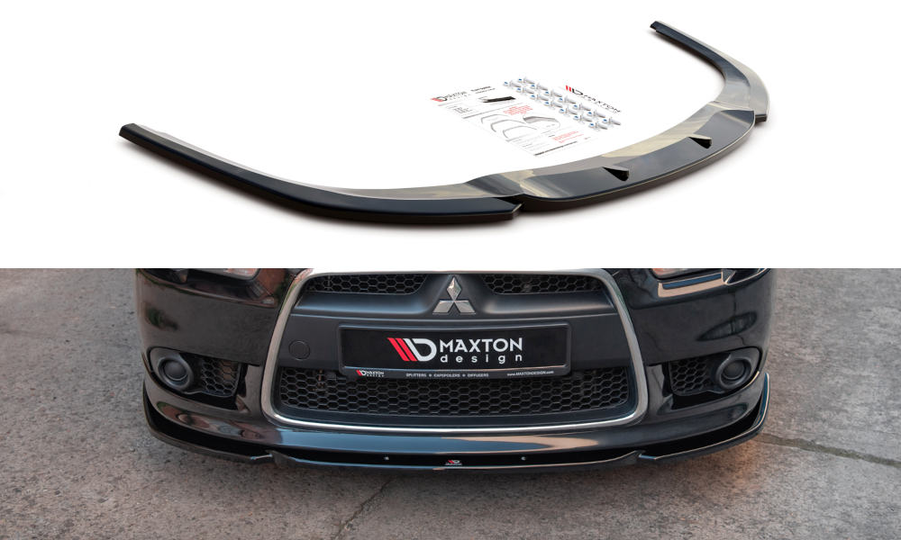 Maxton Design Street+ Spoilerlippe Front Ansatz passend für Mitsubishi Lancer Sportback Mk8 schwarz Hochglanz