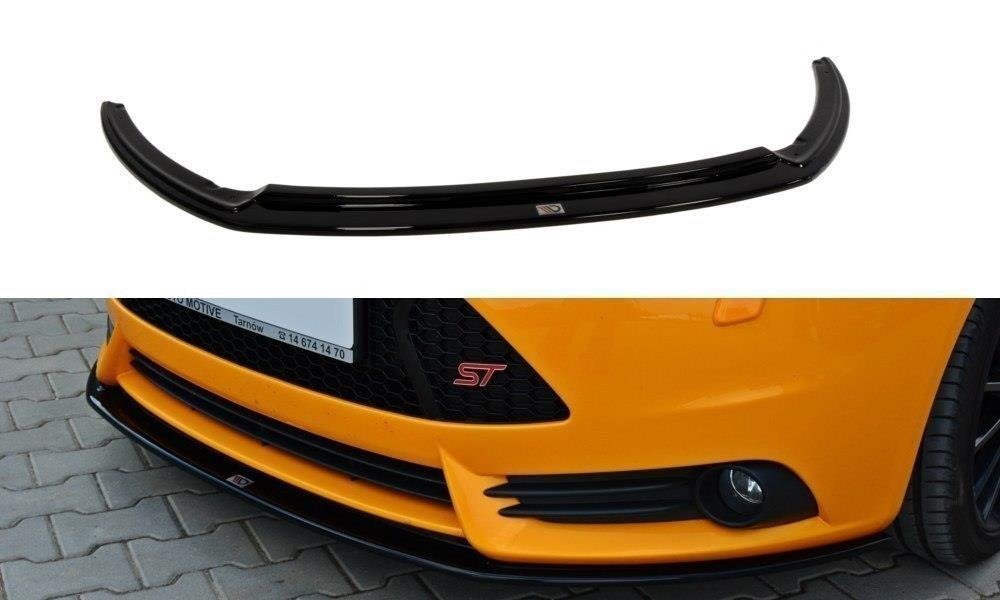 Maxton Design Street+ Spoilerlippe Front Ansatz V.2 passend für Ford Focus ST Mk3 schwarz Hochglanz