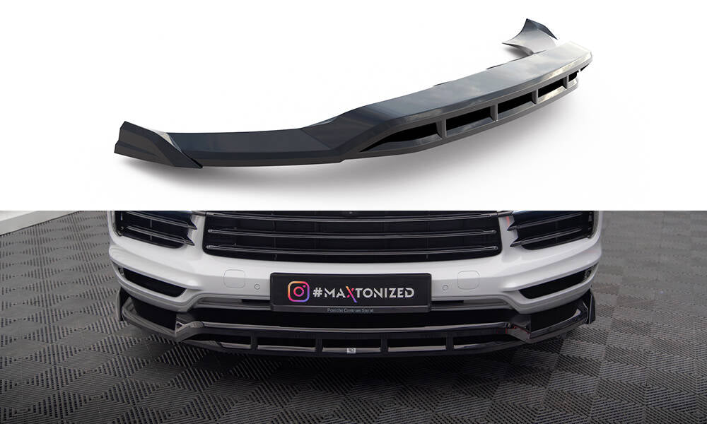 Maxton Design Street+ Spoilerlippe Front Ansatz passend für Porsche Cayenne Coupe / SUV Mk3 schwarz Hochglanz