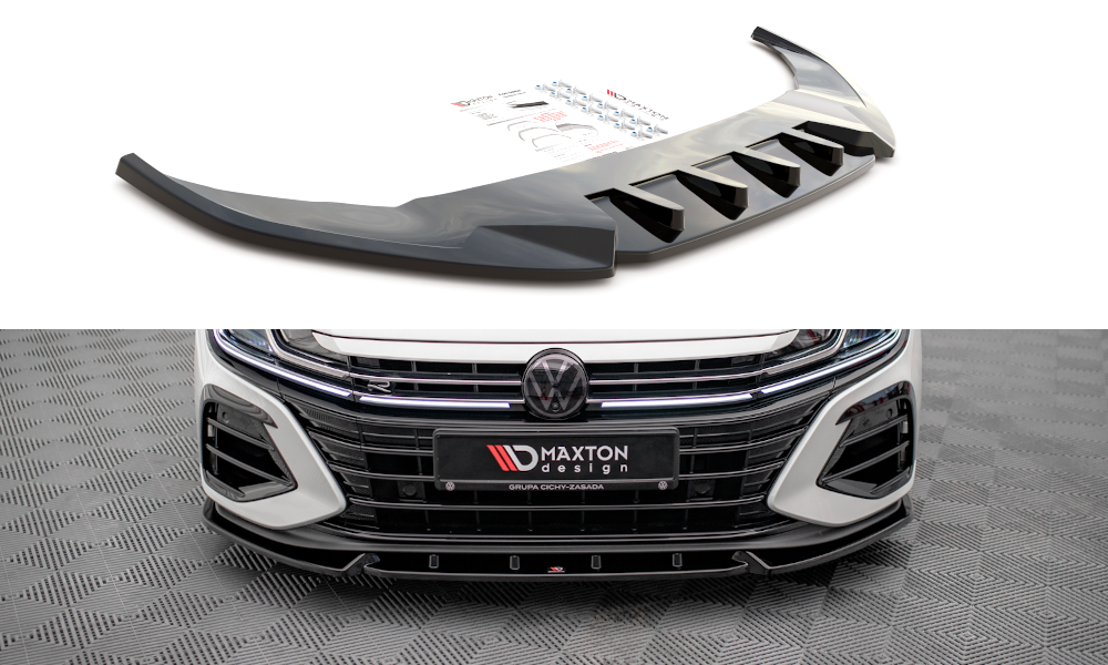 Maxton Design Street+ Spoilerlippe Front Ansatz V.2 passend für VW Arteon R Limousine / Shooting Brake Mk1 Facelift schwarz Hochglanz