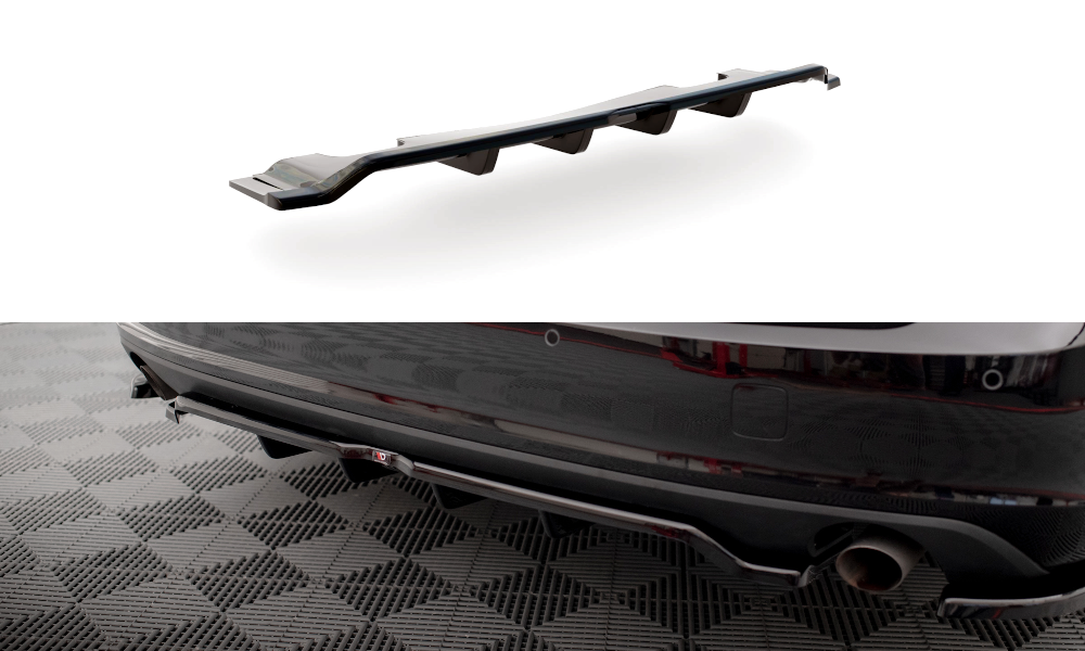 Maxton Design Street+ Mittlerer Diffusor RACE V.2 passend für Volvo V90 Mk2 schwarz Hochglanz