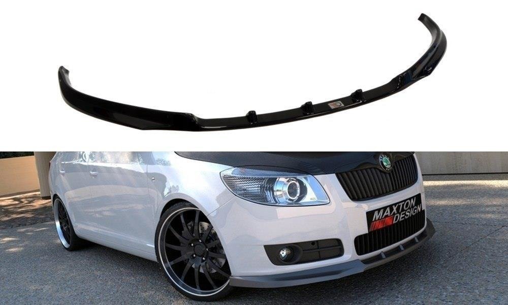 Maxton Design Street+ Spoilerlippe Front Ansatz passend für Skoda Fabia Mk2 schwarz Hochglanz
