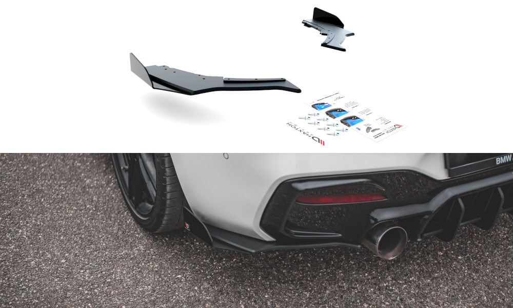 Maxton Design Street Pro Heck Ansatz Flaps Diffusor V.3 + Flaps passend für BMW 1er M140i schwarz Hochglanz