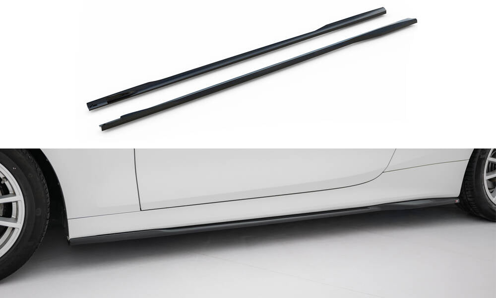 Maxton Design Street+ Seitenschweller Leisten passend für BMW 4er Coupe / Cabrio G22 / G23 schwarz Hochglanz
