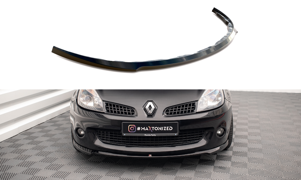 Maxton Design Street+ Spoilerlippe Front Ansatz passend für RENAULT CLIO III RS schwarz Hochglanz