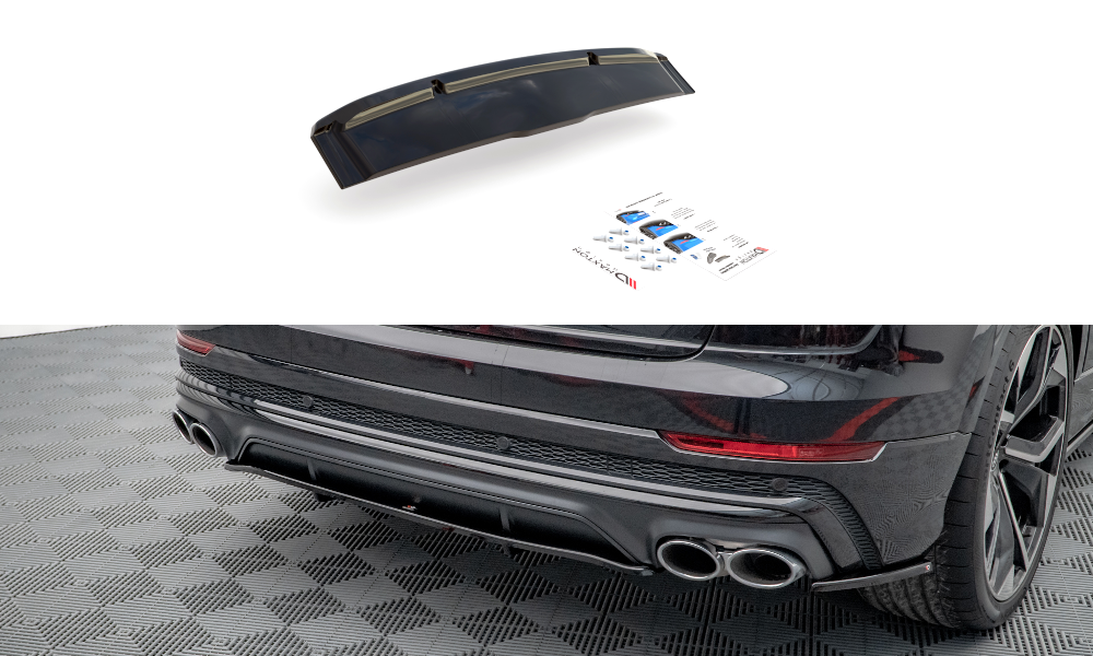 Maxton Design Street+ Mittlerer Diffusor RACE passend für Audi SQ8 Mk1 schwarz Hochglanz