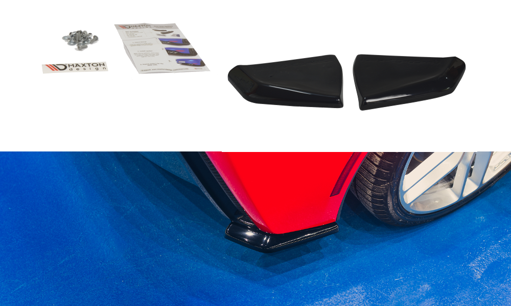 Maxton Design Heck Ansatz Flaps Diffusor passend für Chevrolet Corvette Stingray C7 schwarz Hochglanz