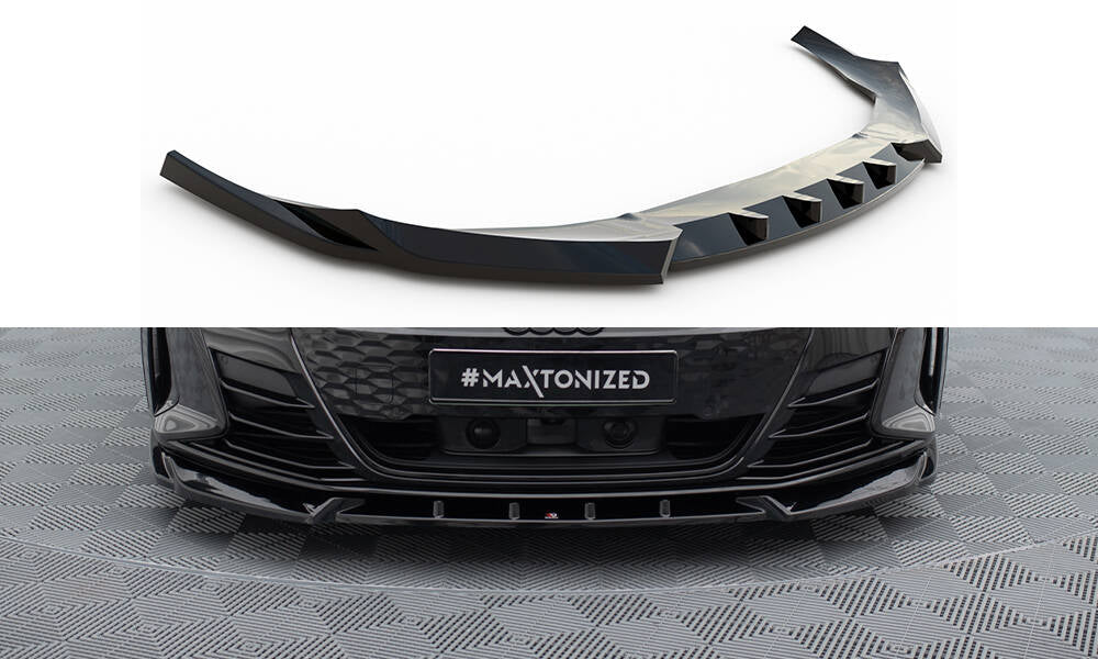 Maxton Design Street+ Spoilerlippe Front Ansatz V.1 passend für Audi e-Tron GT / RS GT Mk1 schwarz Hochglanz