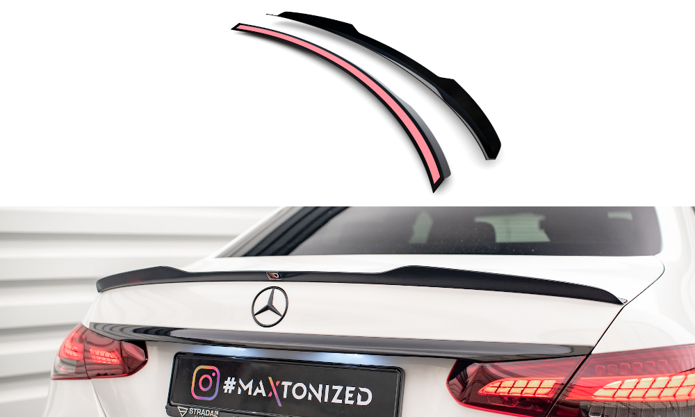 Maxton Design Spoiler CAP passend für Mercedes-Benz E Limousine AMG-Line W213 Facelift schwarz Hochglanz