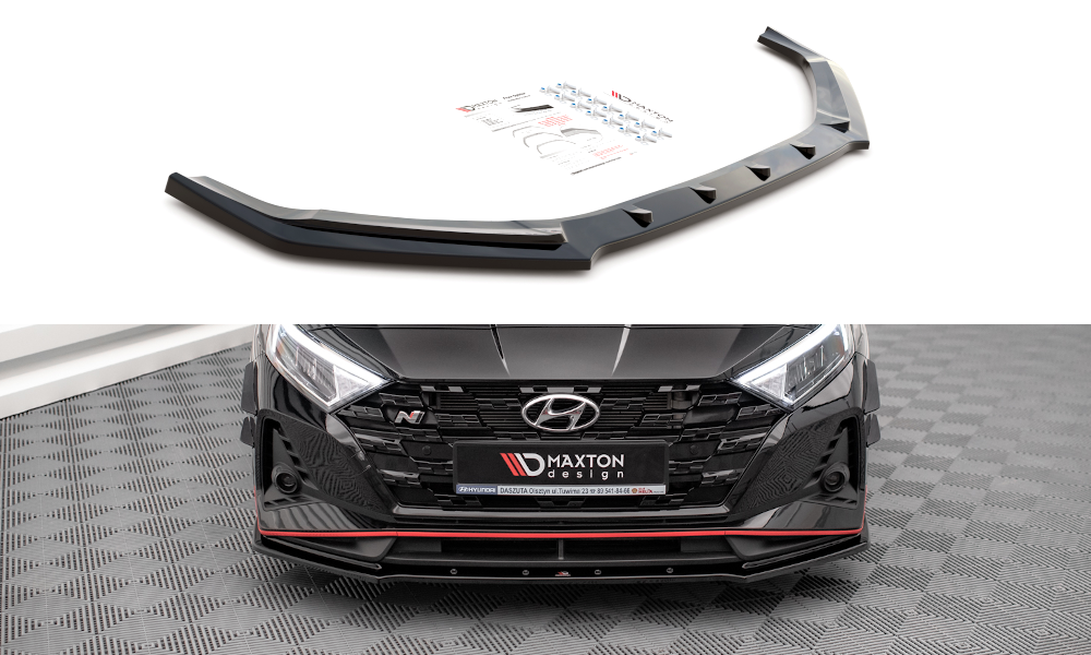 Maxton Design Street+ Spoilerlippe Front Ansatz V.1 passend für Hyundai I20 N Mk3 schwarz Hochglanz