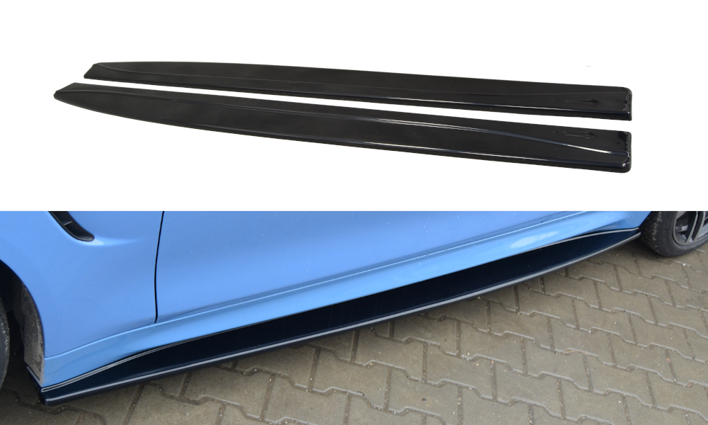 Maxton Design Street+ Seitenschweller Leisten passend für V.1 passend für BMW M4 F82 schwarz Hochglanz