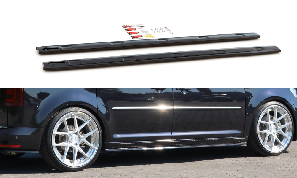 Maxton Design Street+ Seitenschweller Leisten passend für VW Caddy Mk. 4 schwarz Hochglanz