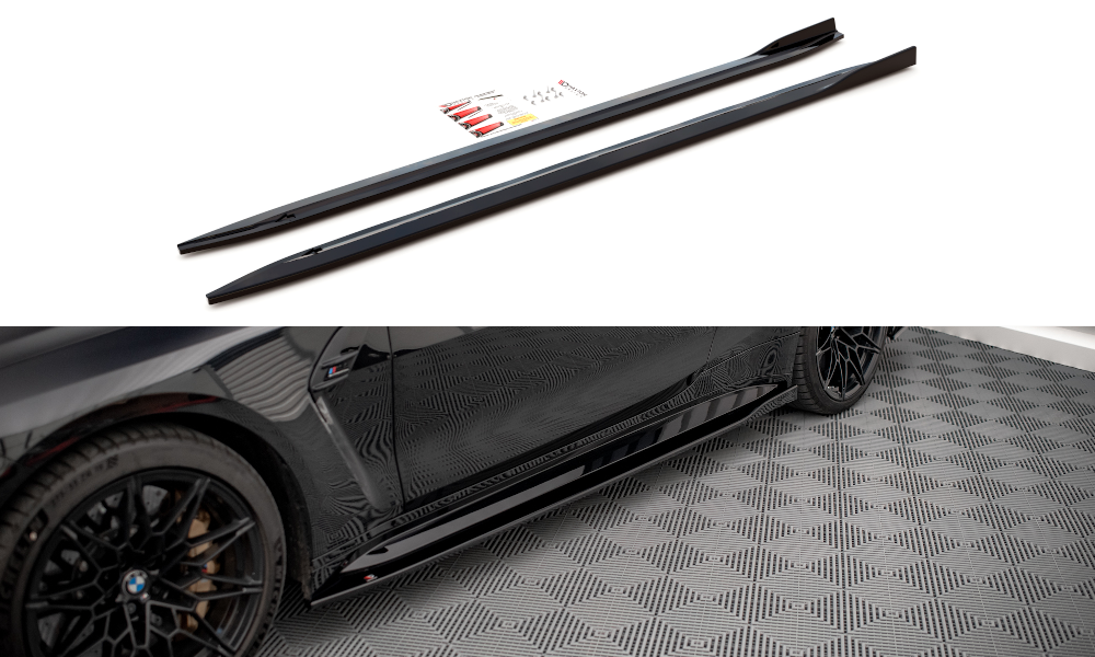 Maxton Design Street+ Seitenschweller Leisten passend für V.1 passend für BMW M4 G82 / G82 Facelift schwarz Hochglanz