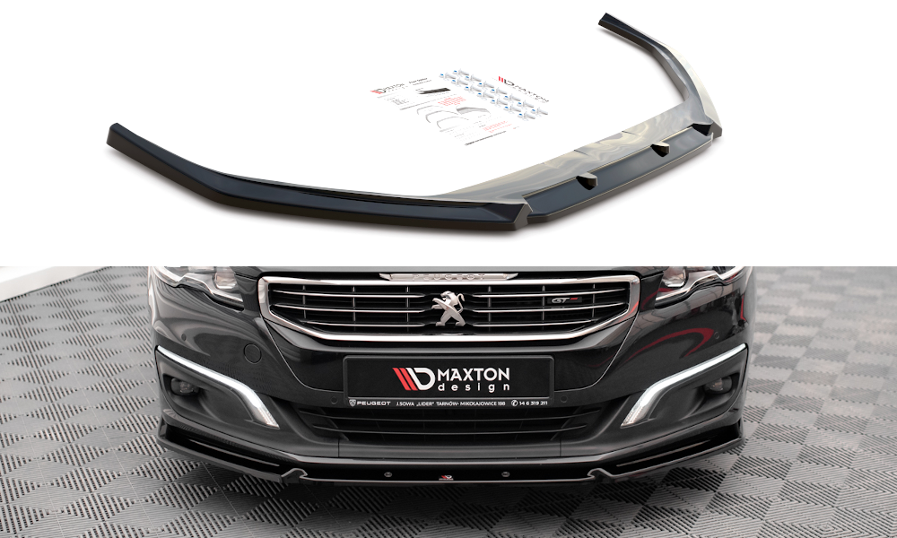 Maxton Design Street+ Spoilerlippe Front Ansatz V.1 passend für Peugeot 508 GT Mk1 Facelift schwarz Hochglanz