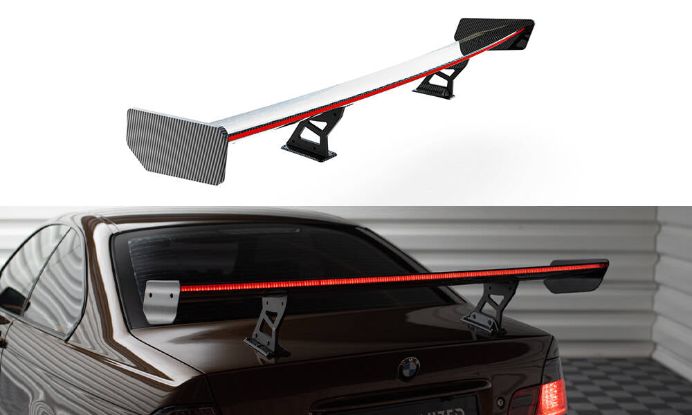 Maxton Design Carbon Spoiler With Internal Brackets Uprights + LED BMW 3er Coupe E46 für BMW 3er E46