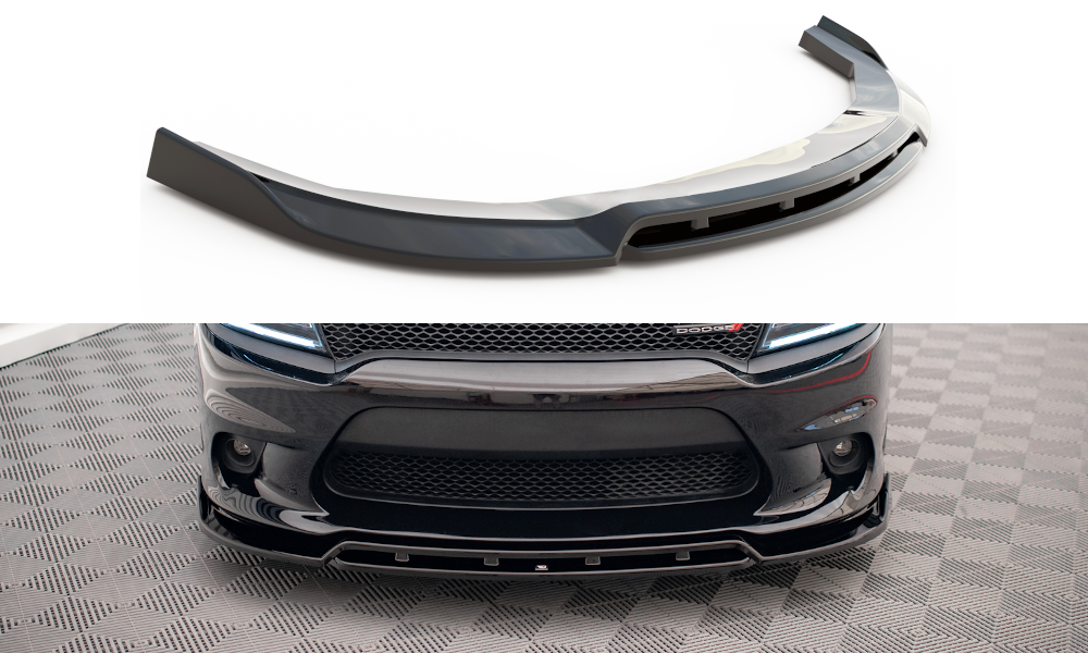 Maxton Design Street+ Spoilerlippe Front Ansatz V.1 passend für Dodge Charger SRT Mk7 Facelift schwarz Hochglanz