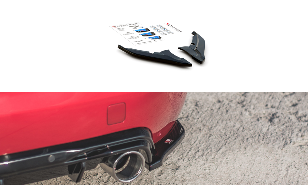 Maxton Design Heck Ansatz Flaps Diffusor passend für Peugeot 308 GT Mk2 Facelift schwarz Hochglanz