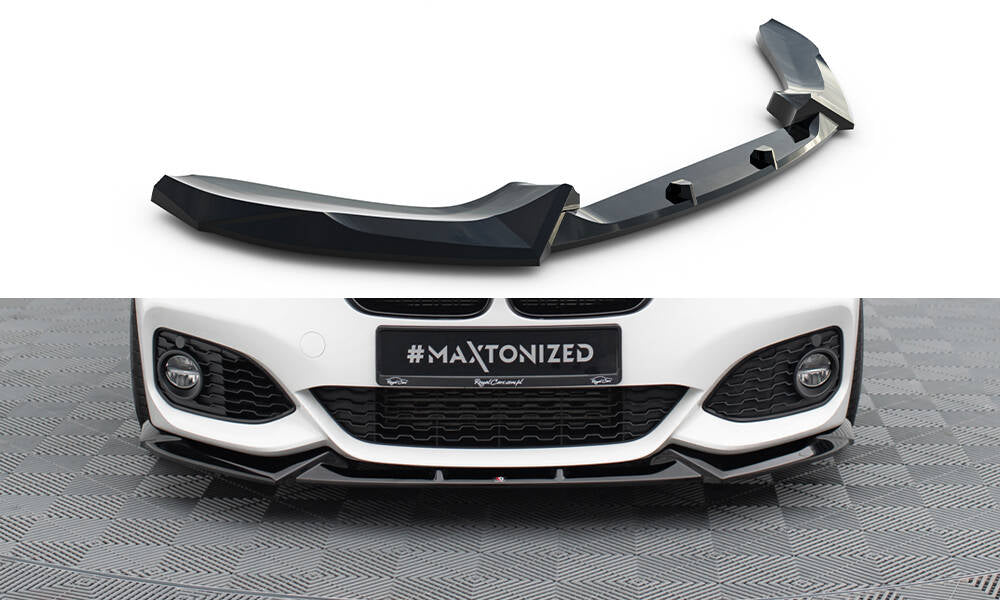 Maxton Design Street+ Spoilerlippe Front Ansatz V.5 passend für BMW 1er M-Paket / M140i F20 Facelift schwarz Hochglanz