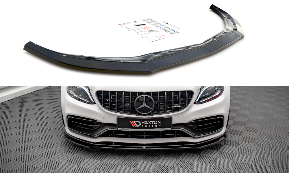 Maxton Design Street+ Spoilerlippe Front Ansatz V.3 passend für Mercedes-AMG C63 Coupe AMG Aero Pack C205 Facelift schwarz Hochglanz