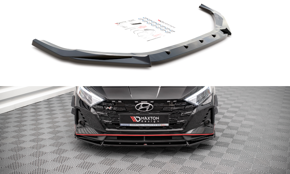 Maxton Design Street+ Spoilerlippe Front Ansatz V.2 passend für Hyundai I20 N Mk3 schwarz Hochglanz