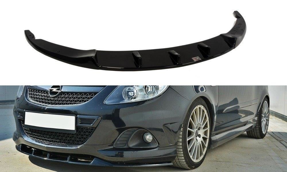 Maxton Design Street+ Spoilerlippe Front Ansatz passend für OPEL CORSA D NÜRBURG (FÜR OPC / VXR STOßSTANGE) schwarz Hochglanz