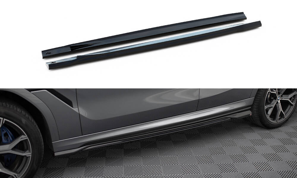 Maxton Design Street+ Seitenschweller Leisten passend für V.1 passend für BMW X6 M-Paket G06 Facelift schwarz Hochglanz
